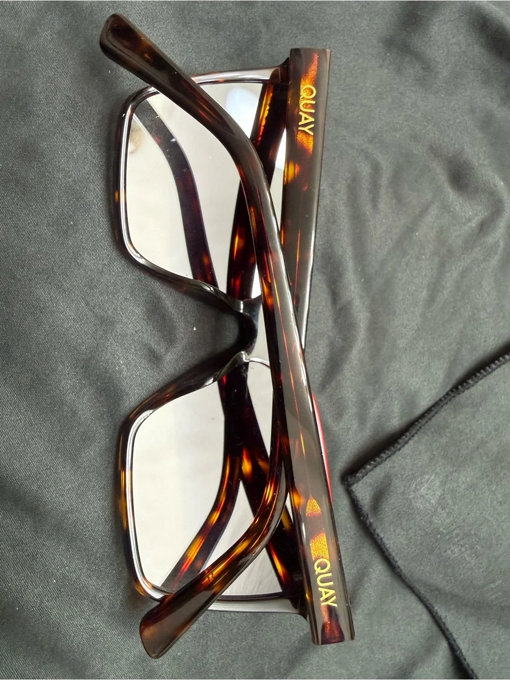 Quay Australia Oversized Square Sunglasses - Tortoiseshell with Red Trim